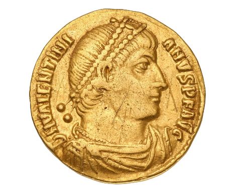 Roman Imperial, Valentinian I Solidus, (20mm, 4.19g) Antioch Mint, c.364AD, mintmark ANTH• obv. DN VALENTINI-ANVS PF AVG, dia