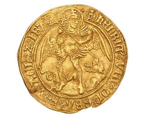 Henry VIII, Angel, first coinage 1509-26, 5.06g, mm. castle, H and rose by mast, saltire stops (N.1760, S.2265) slight edge n