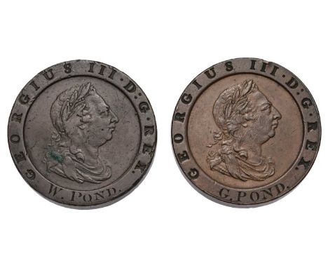 2x George III, 'Cartwheel' Twopences (both S.3376) one fine with slight verdigris patch to bust, marked W.POND on rim; the ot