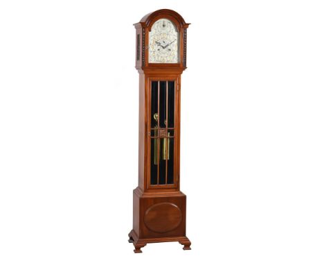 A mahogany eight-day quarter-chiming longcase clock, S. Smith and Son, London, early 20th century, the two train four pillar 