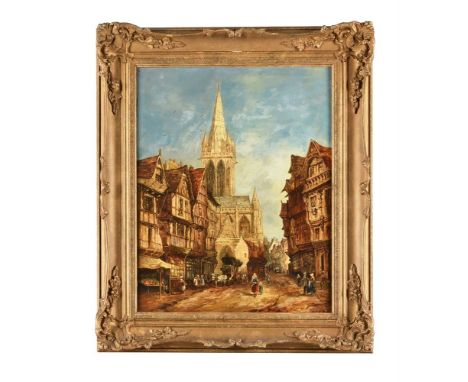 John Henry Foley (Irish 1818-1874)A Normandy street scene Oil on board Signed (lower right)48 x 37cm (18¾ x 14½ in.)