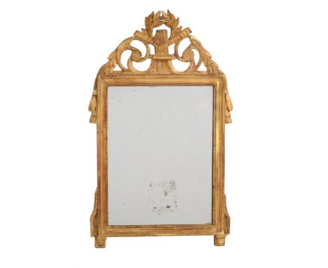 A French carved giltwood wall mirror, in Louis XV style, 19th century 92cm high, 58cm wideCondition Report: Marks, knocks, sc