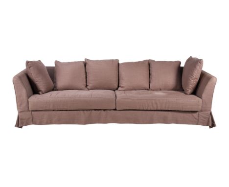 A pair of upholstered sofas, of recent manufacture and of large proportion, each 70cm high, 282cm wide, 96cm deepProvenance: 