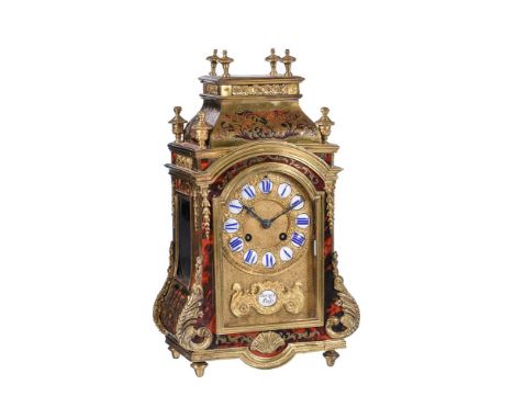 Y A French tortoiseshell and 'Boule' marquetry mantel clock, 19th century, the eight-day bell striking movement with outside 