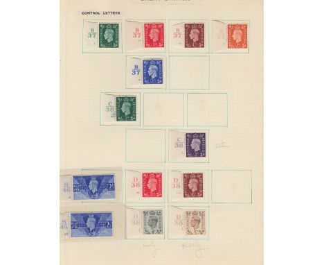 GREAT BRITAIN STAMPS : GVI mounted mint control singles and vertical strips of three, first issue (dark colours) plus a few C