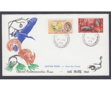 FIRST DAY COVER 1963 Nature non phos set on illustrated cover, cancelled by Selbourne CDS 16th May 1963 Cat £120