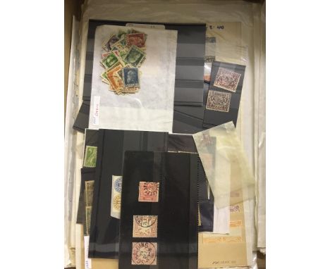 STAMPS GERMANY Box with original 'old-time' printed album pages with some very useful and better stamps, also on stockcards, 
