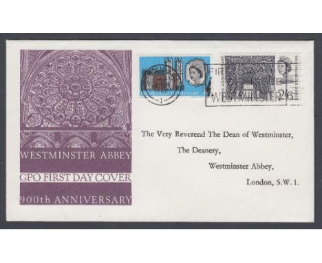 FIRST DAY COVER 1966 Westminster Abbey non phos set on illustrated cover cancelled by envelope slogan handstamp. £150