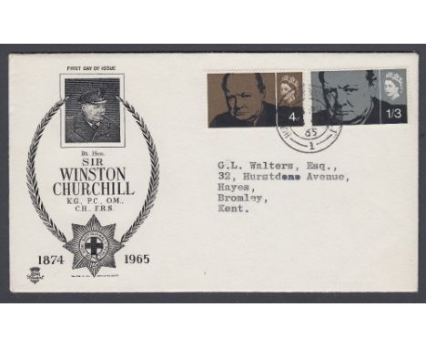 FIRST DAY COVER 1965 Churchill phosphor set on illustrated cover, cancelled by House of Commons CDS 8th July 1965 Cat £95