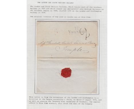 POSTAL HISTORY : RAILWAY, collection of London &amp; South West Railway. Some QV covers &amp; ephemera, penny red covers with