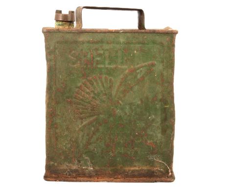 Quantity of lead beating tools and a vintage Shell fuel can.