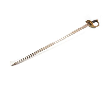 French Napoleonic Cuirassier Troopers sword, the blade engraved Klingenthal 181*, three bar guard with one split, no scabbard