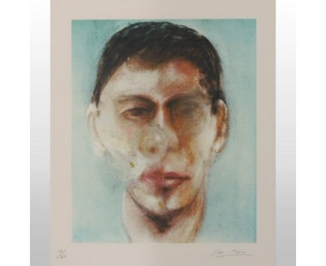 After Francis Bacon (*ARR), Head of John Edwards, coloured lithograph with facsimile signature, numbered 10/20 in pencil to t