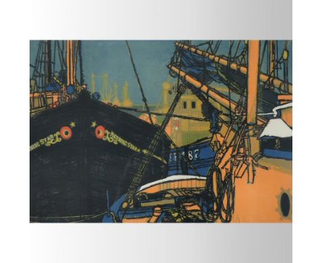 John Jackson (*ARR), b.1938, Fish Wharf 4, coloured lithograph, 15/25, signed in pencil H J Jackson '67, 40 x 56cm