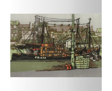John Jackson (*ARR), b.1938, Fish Wharf 3, coloured lithograph, 17/25, signed in pencil H J Jackson '67, 40 x 56cm