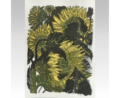 John Bratby (*ARR), 1928-1992, Sunflowers II, coloured lithograph, 59/75, signed in pencil, 80 x 56cm