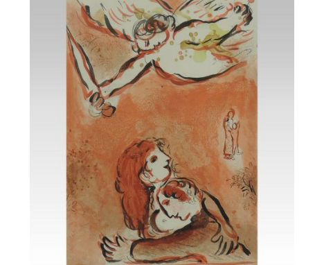After Marc Chagall (*ARR), 1887-1985, Le Visage d'Israel, lithographic print, published by Mourlot Freres, Paris, inscribed t