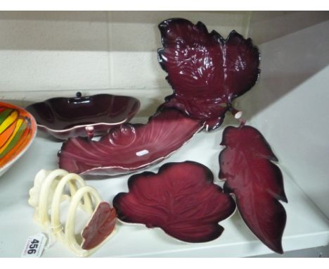 CARLTONWARE 'ROUGE ROYALE' DISHES AND TOAST RACK