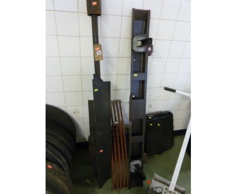 TWO VINTAGE CAR RADIATORS, radiator grill, exhaust pipes and two body panels