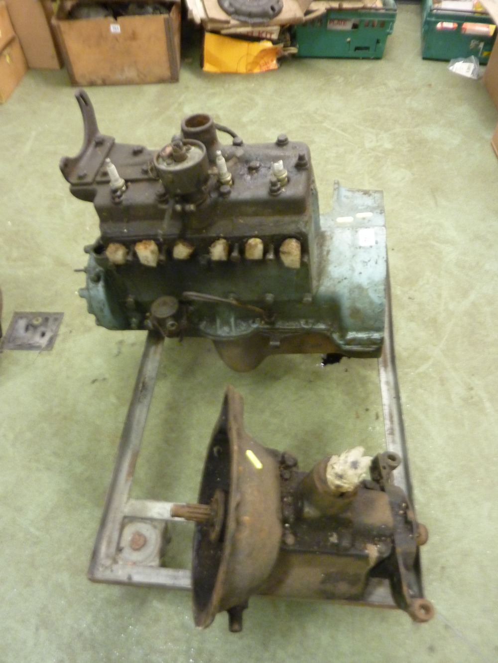 A FORD E93A ENGINE AND GEARBOX