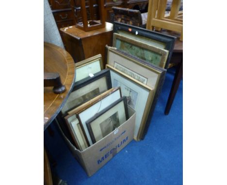 PICTURE AND PRINTS, to include signed and dated Muriel Jacque church scene, F Broughton hunting watercolour, signed ltd editi