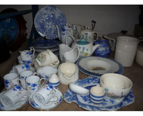 VARIOUS CERAMICS, to include Midwinter 'Riveria' and 'Cannes' blue and white etc and a Mappin Bros plated cruet stand
