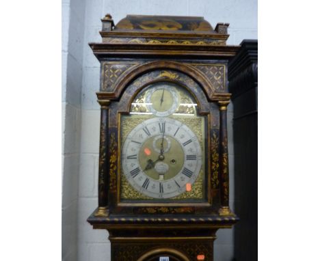 A LATE 18TH/19TH LACQUERED LONGCASE CLOCK, decorated in the Oriental style, 8 day movement, arched face marked Samuell Wichel