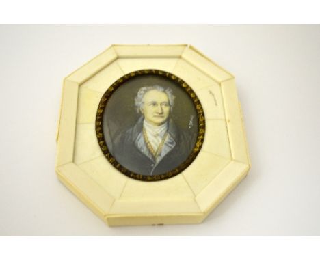 STOHL - A MINIATURE PORTRAIT, inscribed Glethe Verso, in an octagonal frame, signed