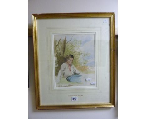 MANNER OF JAMES CUMOCK, sketch of a boy, seated, watercolour and pencil, 28cm x 21cm 