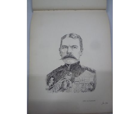 A VICTORIAN/EDWARDIAN SKETCH BOOK, depicting 'Lord Kitchener', 'Baden Powell', 'Azzy Slope', 'Uncle Boffin', etc