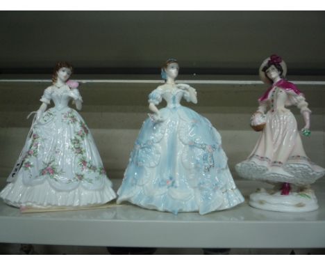 THREE LIMITED EDITION ROYAL WORCESTER FIGURES, 'Queen of Hearts' 277/12500, 'The First Quadrille' 3054/12500 and 'Noelle' 130