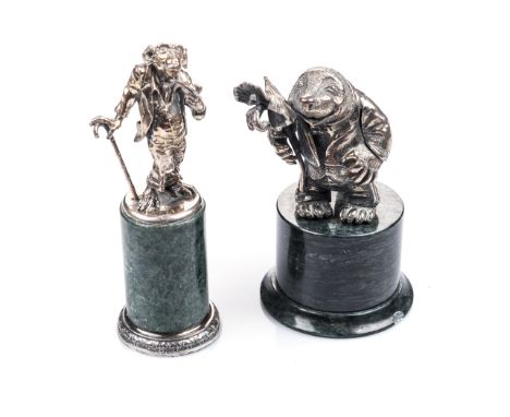 TWO CONTINENTAL SILVER MINIATURE FIGURINES, .925 STANDARD, 20TH CENTURY one realistically modelled as "Mole" from "Wind in th