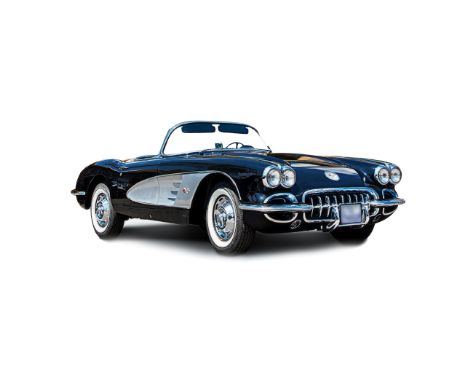 BLACK/WHITE CHEVROLET CORVETTE 3-speed manual transmission, Hi Lift camshaft, dual four barrel carburettors, Vin: J5955106076