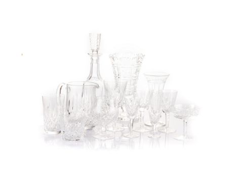 A COLLECTION OF WATERFORD CRYSTAL ''LISMORE'' PATTERN GLASSES, 20TH CENTURY comprising: 16 red wine, 7 white wine, 12 slim wh