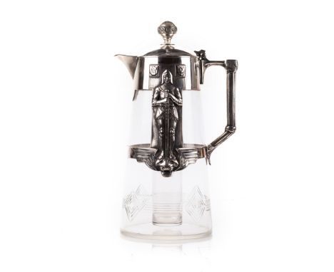 AN ART NOUVEAU WMF (WUERTTEMBERGISCHE METALLWAREN FABRIK) ICE WATER CRYSTAL JUG, GERMANY, EARLY 20TH CENTURY of tapering cyli