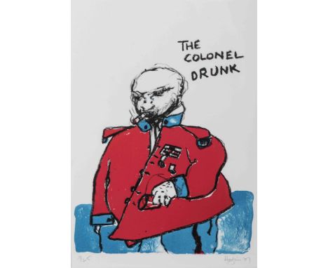 Robert Griffiths Hodgins (South African 1920-2010) THE COLONEL DRUNK lithograph, signed, dated 07 and numbered 9/25 in pencil