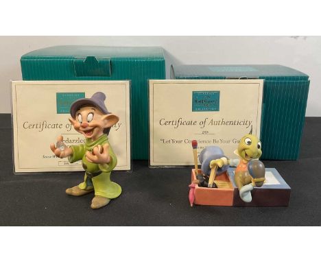 WALT DISNEY COLLECTORS CLASSICS - A pair of limited edition 'Event sculpture' ceramic figures comprising Dopey "Bedazzled" fr