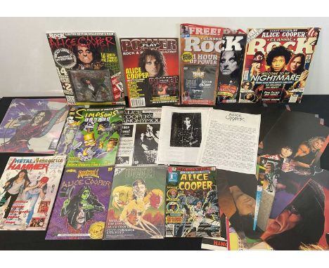 A collection of ALICE COOPER memorabilia and ephemera comprising comic books featuring his 1st comic book appearance, fanzine