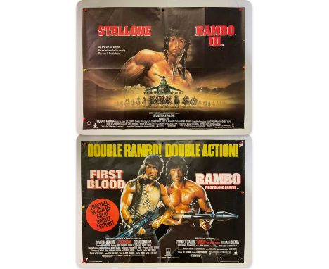 RAMBO: A pair of UK Quad film posters for the Silvester Stallone action hero classics comprising FIRST BLOOD / RAMBO: FIRST B