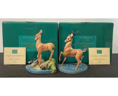 WALT DISNEY COLLECTORS CLASSICS - A ceramic figure group comprising Bambi "Weak at the knees" and Feline "Light as a Feather"