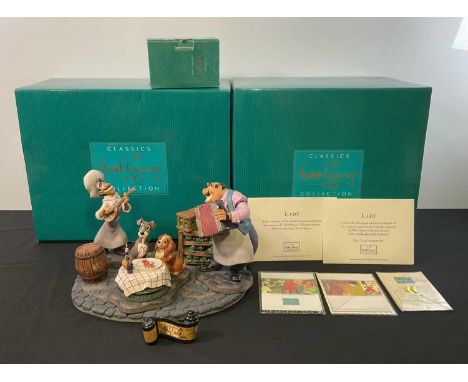 WALT DISNEY COLLECTORS CLASSICS - A full set of the "Bella Notte" collectors society ceramic figurines depicting the classic 