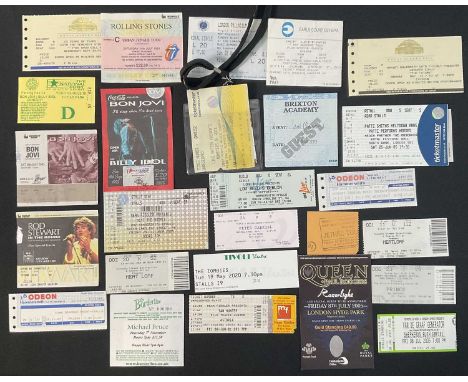 A collection of rock and metal concert tickets comprising BON JOVI, MEAT LOAF, THE ZOMBIES, ROD STEWART, ROLLING STONES, PRIN