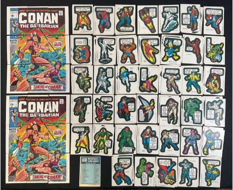 MARVEL Trading Cards - Two sets of 1976 Marvel Topps Puzzle cards and Stickers (one set complete, the other missing The Hulk 