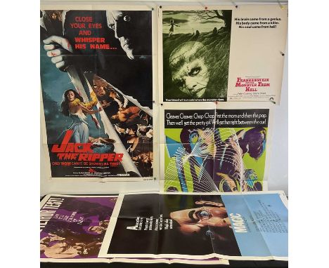 HORROR: A group of original film posters from 1960s/1970s comprising FRANKENSTEIN AND THE MONSTER FROM HELL (1974) linen back