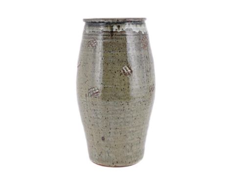 ATTRUBUTED TO WILLIAM MARSHALL (BRITISH 1923-2007), A GREY GREEN STONEWARE VASE  The mark possibly obscured beneath the glaze
