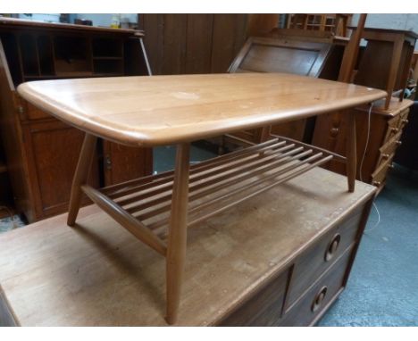 An Ercol light elm coffee table with under shelf, 104cmW