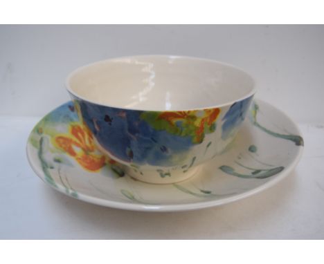 A Poole Pottery bowl and wash bowl of floral design (2)