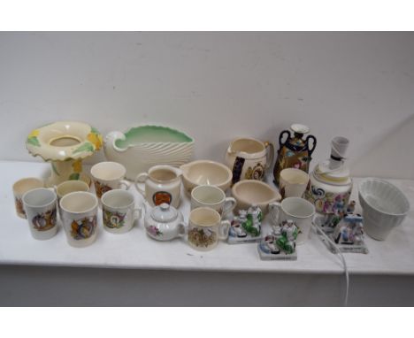 A quantity of china including various pieces of commemorative ware namely W.H Goss, Fenton and J. Kent Ltd together with a Po