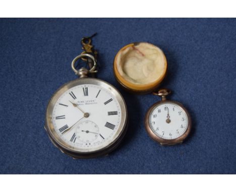 A silver open face pocket watch, by H.Samuel, 'Acme Lever', with silver import marks, enamel dial with Roman numerals, togeth