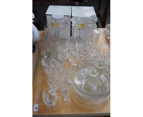 A qauntity of glassware including wine, water, whiskey and champagne glasses, two boxed Luminarc 'Le Chablis' wine glasses ca